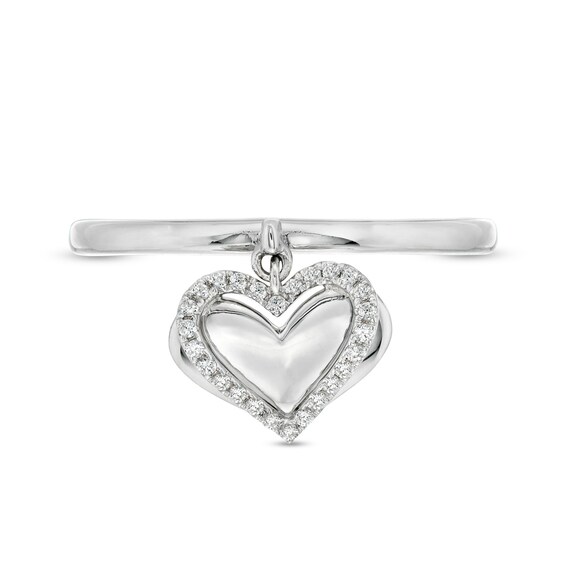 The Kindred Heart from Vera Wang Love Collection 1/15 CT. T.w. Frame Heart Ring in Sterling Silver