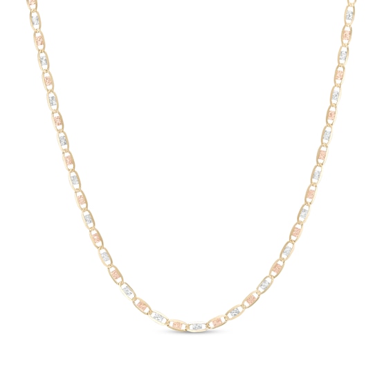 2.3mm Diamond-Cut Valentino Chain Necklace in Solid 14K Tri-Tone Gold - 18"
