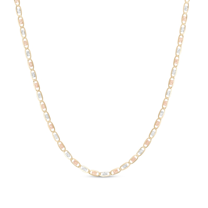 Main Image 1 of 2.3mm Diamond-Cut Valentino Chain Necklace in Solid 14K Tri-Tone Gold - 18"