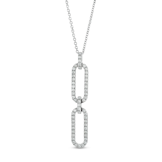 The Kindred Links from Vera Wang Love Collection 1/2 CT. T.w. Diamond Paper Clip Link Pendant in Sterling Silver â 19"