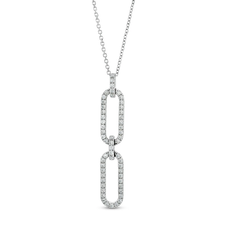Main Image 1 of The Kindred Links from Vera Wang Love Collection 1/2 CT. T.W. Diamond Paper Clip Link Pendant in Sterling Silver – 19"
