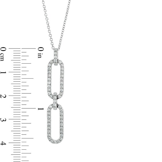 The Kindred Links from Vera Wang Love Collection 1/2 CT. T.w. Diamond Paper Clip Link Pendant in Sterling Silver â 19"