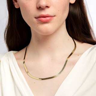 Main Image 2 of 4.9mm Herringbone Chain Necklace in Solid 14K Gold - 20"