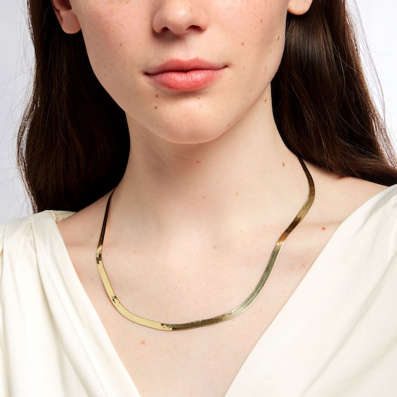 4.9mm Herringbone Chain Necklace in Solid 14K Gold - 20"