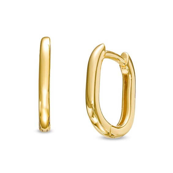 Men 10.0mm Oval Tube Hoop Earrings in 10K Gold