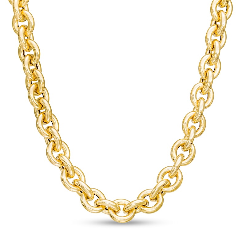 Main Image 1 of Italian Gold 3.0mm Rolo Chain Link Necklace in Hollow 14K Gold