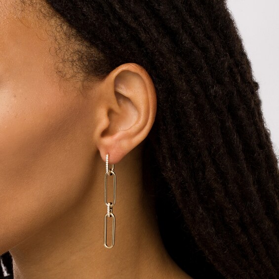 The Kindred Links from Vera Wang Love Collection 1/4 CT. T.w. Diamond Paper Clip Link Drop Earrings in 10K Gold
