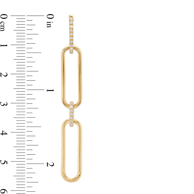 Main Image 3 of The Kindred Links from Vera Wang Love Collection 1/4 CT. T.W. Diamond Paper Clip Link Drop Earrings in 10K Gold