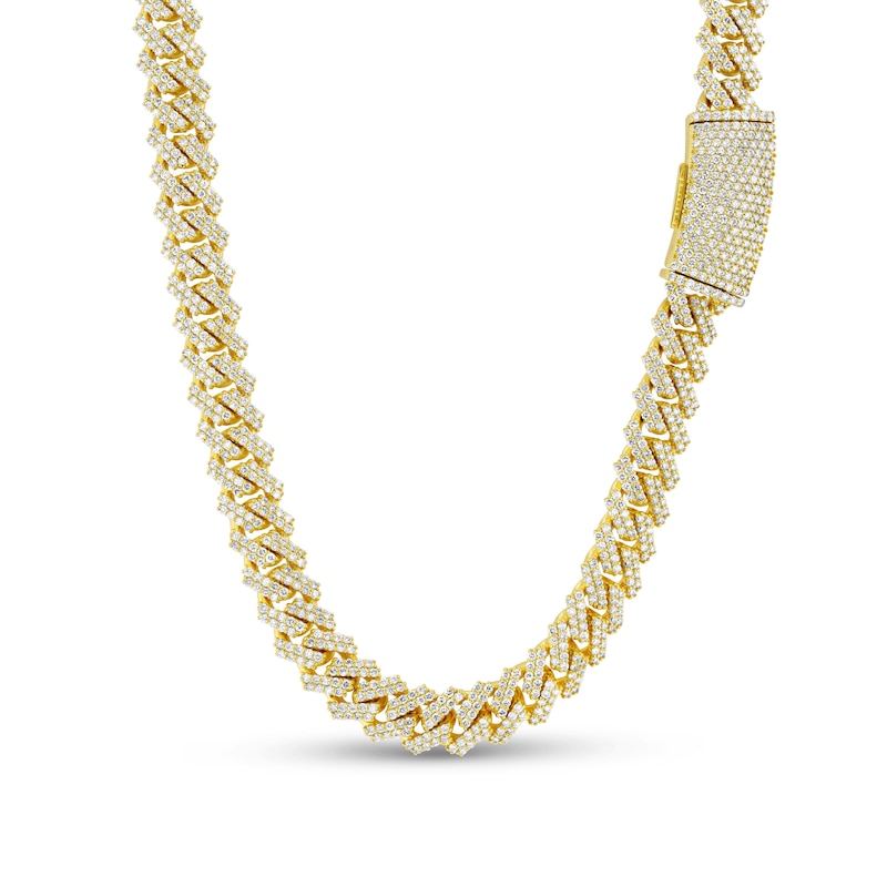 Zales Men's 19-5/8 Ct. T.W. Diamond Cuban Link Chain Necklace in 14K Gold – 24