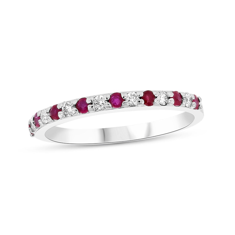 Main Image 1 of Ruby and 1/6 CT. T.W. Diamond Alternating Band in 14K White Gold