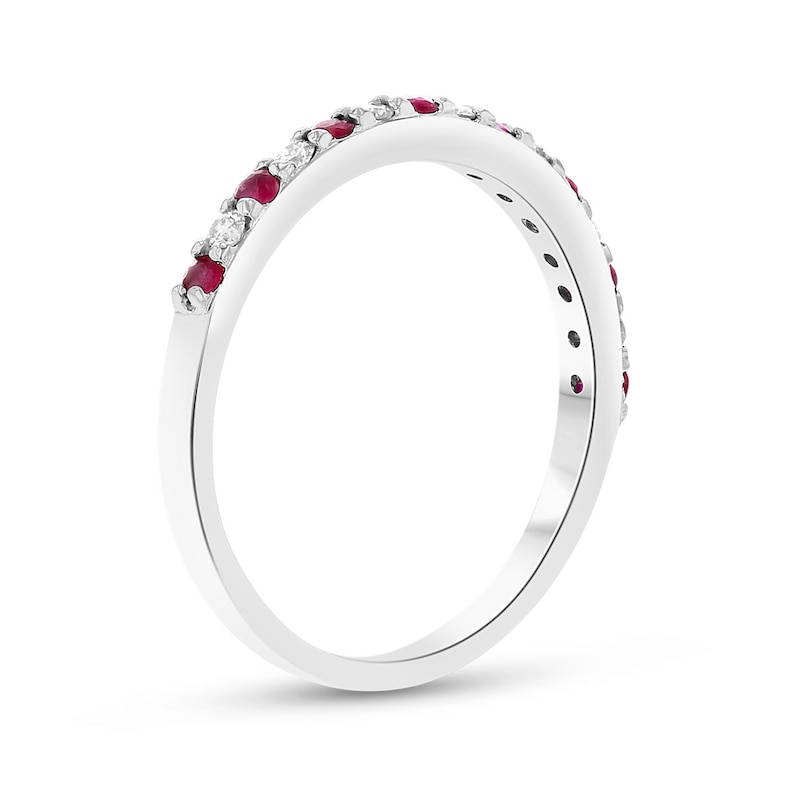 Main Image 2 of Ruby and 1/6 CT. T.W. Diamond Alternating Band in 14K White Gold