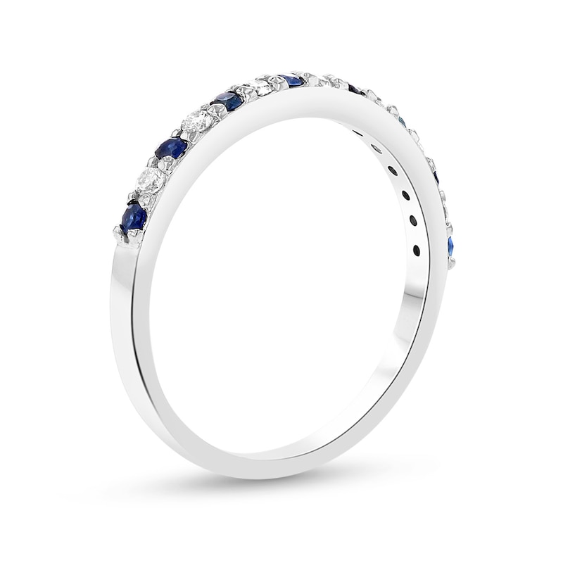 Main Image 2 of Blue Sapphire and 1/6 CT. T.W. Diamond Alternating Band in 14K White Gold