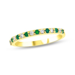 Emerald and 1/6 CT. T.W. Diamond Alternating Band in 14K Gold