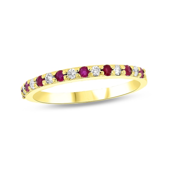 Ruby and 1/6 CT. T.w. Diamond Alternating Band in 14K Gold