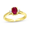 Thumbnail Image 0 of Oval Ruby and 1/20 CT. T.W. Diamond Collar Ring in 14K Gold