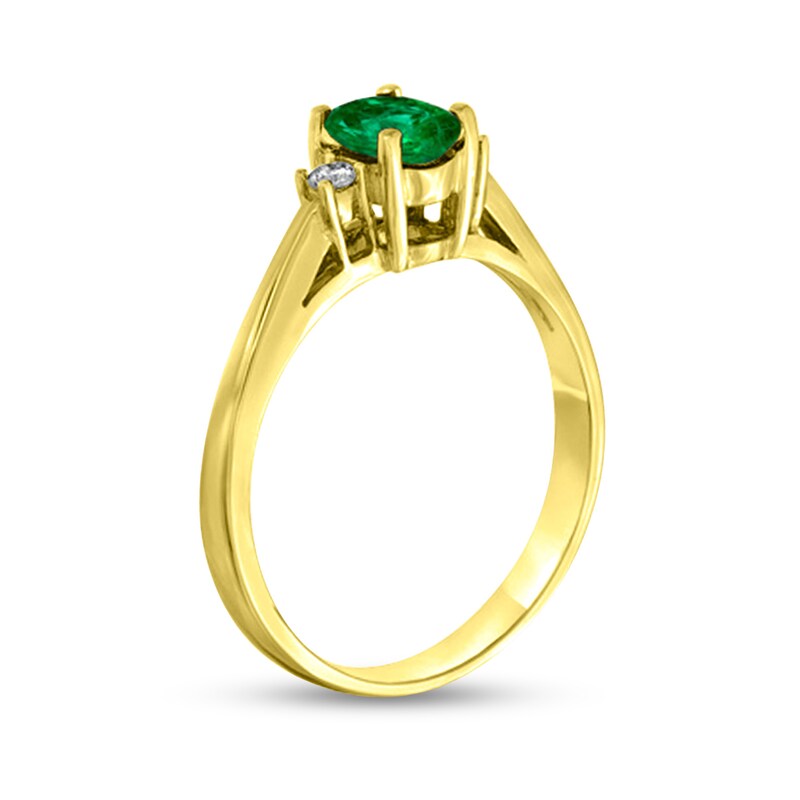 Main Image 2 of Oval Emerald and 1/20 CT. T.W. Diamond Collar Ring in 14K Gold