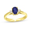 Thumbnail Image 1 of Oval Blue Sapphire and 1/20 CT. T.W. Diamond Collar Ring in 14K Gold