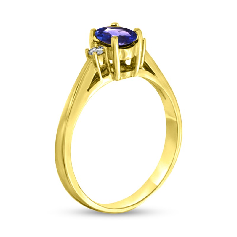 Main Image 2 of Oval Tanzanite and 1/20 CT. T.W. Diamond Collar Ring in 14K Gold
