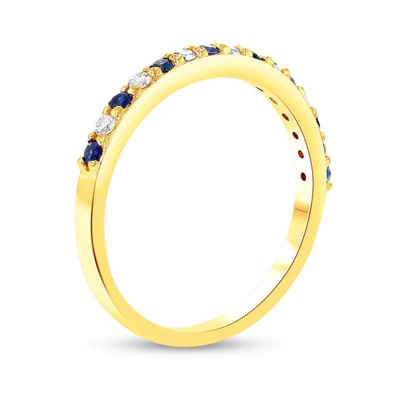 Main Image 2 of Blue Sapphire and 1/6 CT. T.W. Diamond Alternating Band in 14K Gold
