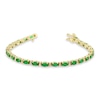 Thumbnail Image 2 of Oval Emerald and 1/2 CT. T.W. Diamond Alternating Line Bracelet in 14K Gold