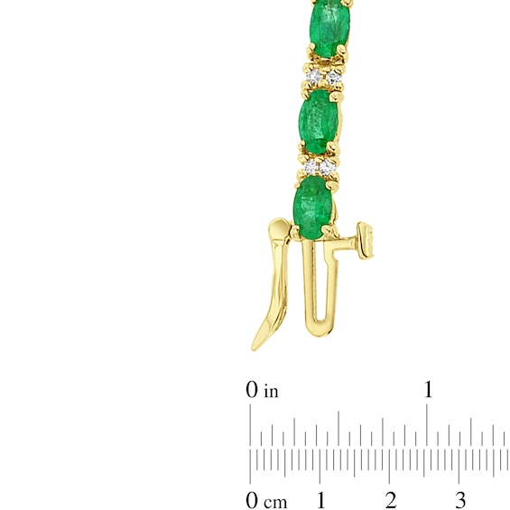 Oval Emerald and 1/2 CT. T.w. Diamond Alternating Line Bracelet in 14K Gold
