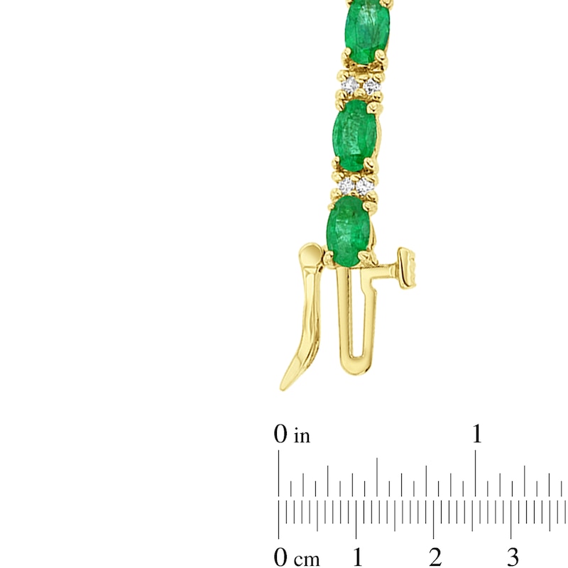 Main Image 3 of Oval Emerald and 1/2 CT. T.W. Diamond Alternating Line Bracelet in 14K Gold