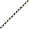 Thumbnail Image 1 of Oval Blue Sapphire and 1/2 CT. T.W. Diamond Alternating Line Bracelet in 14K Gold