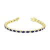 Thumbnail Image 2 of Oval Blue Sapphire and 1/2 CT. T.W. Diamond Alternating Line Bracelet in 14K Gold