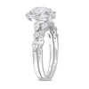 Thumbnail Image 3 of 6.5mm White Lab-Created Sapphire and Diamond Accent Scallop Edge Frame Bridal Set in 10K White Gold