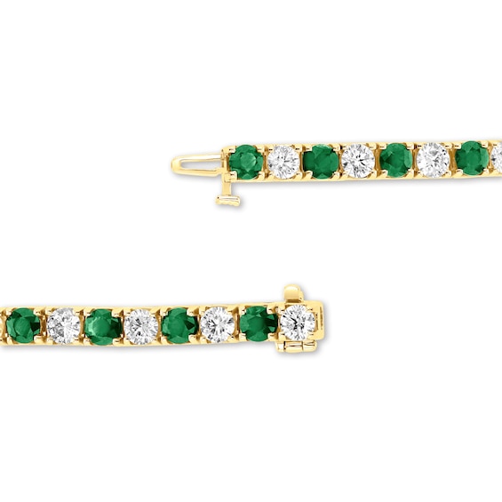 Emerald and 2-1/2 CT. T.w. Diamond Alternating Line Bracelet in 14K Gold