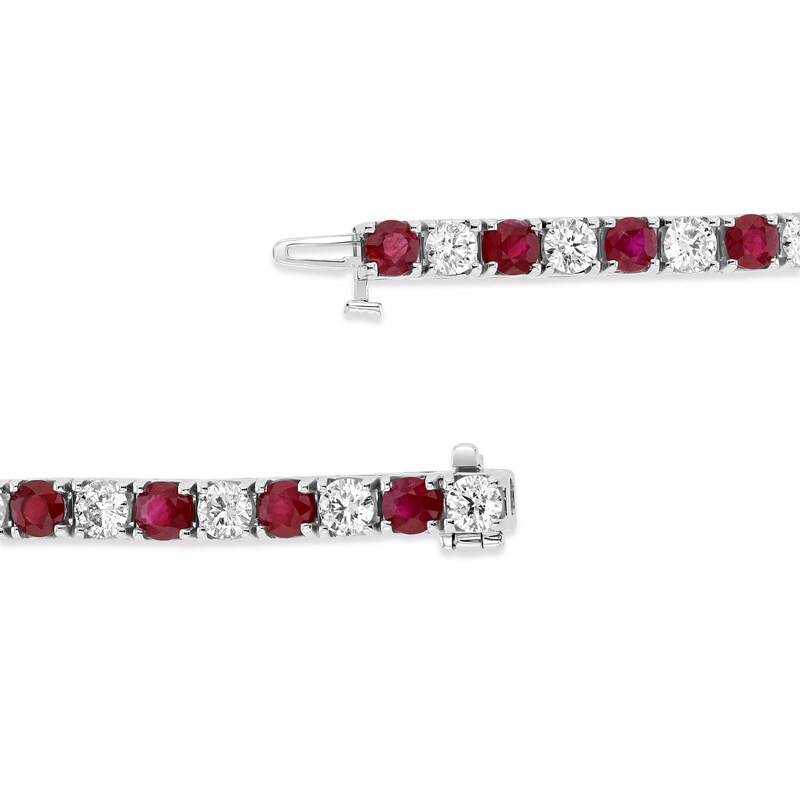 Main Image 3 of Ruby and 2-1/2 CT. T.W. Diamond Alternating Line Bracelet in 14K White Gold