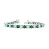 Thumbnail Image 2 of Emerald and 2-1/2 CT. T.W. Diamond Alternating Line Bracelet in 14K White Gold
