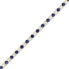 Thumbnail Image 1 of Blue Sapphire and 2-1/2 CT. T.W. Diamond Alternating Line Bracelet in 14K Gold