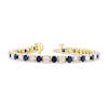 Thumbnail Image 2 of Blue Sapphire and 2-1/2 CT. T.W. Diamond Alternating Line Bracelet in 14K Gold