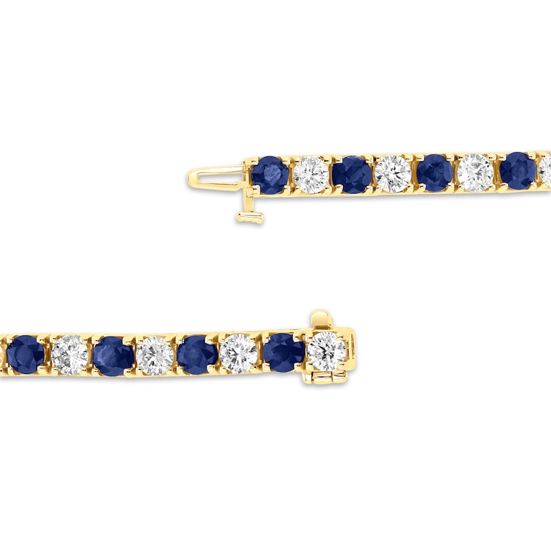 Main Image 3 of Blue Sapphire and 2-1/2 CT. T.W. Diamond Alternating Line Bracelet in 14K Gold