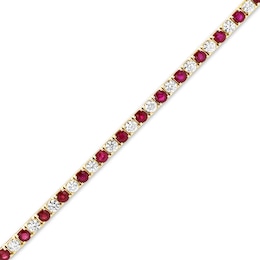 Ruby and 2-1/2 CT. T.W. Diamond Alternating Line Bracelet in 14K Gold
