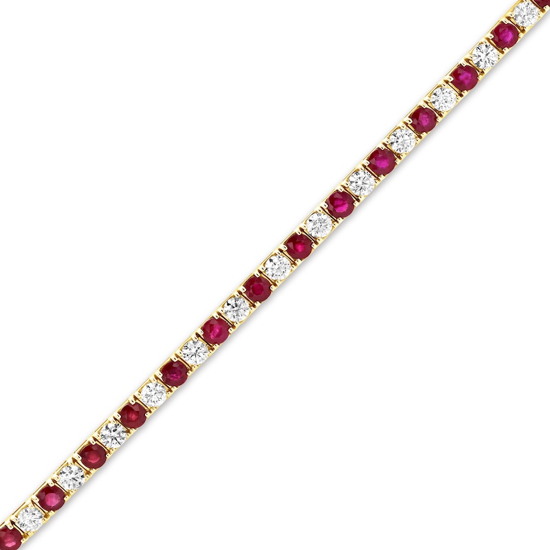 Main Image 1 of Ruby and 2-1/2 CT. T.W. Diamond Alternating Line Bracelet in 14K Gold