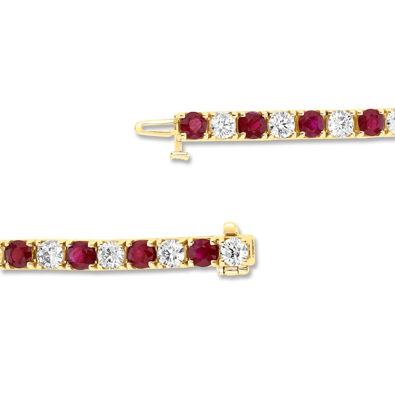 Main Image 3 of Ruby and 2-1/2 CT. T.W. Diamond Alternating Line Bracelet in 14K Gold