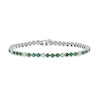 Thumbnail Image 2 of Emerald and 3/4 CT. T.W. Diamond Alternating Trios Line Bracelet in 14K White Gold