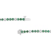 Thumbnail Image 3 of Emerald and 3/4 CT. T.W. Diamond Alternating Trios Line Bracelet in 14K White Gold