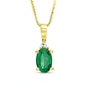 Thumbnail Image 0 of Oval Emerald and Diamond Accent Stacked Pendant in 14K Gold