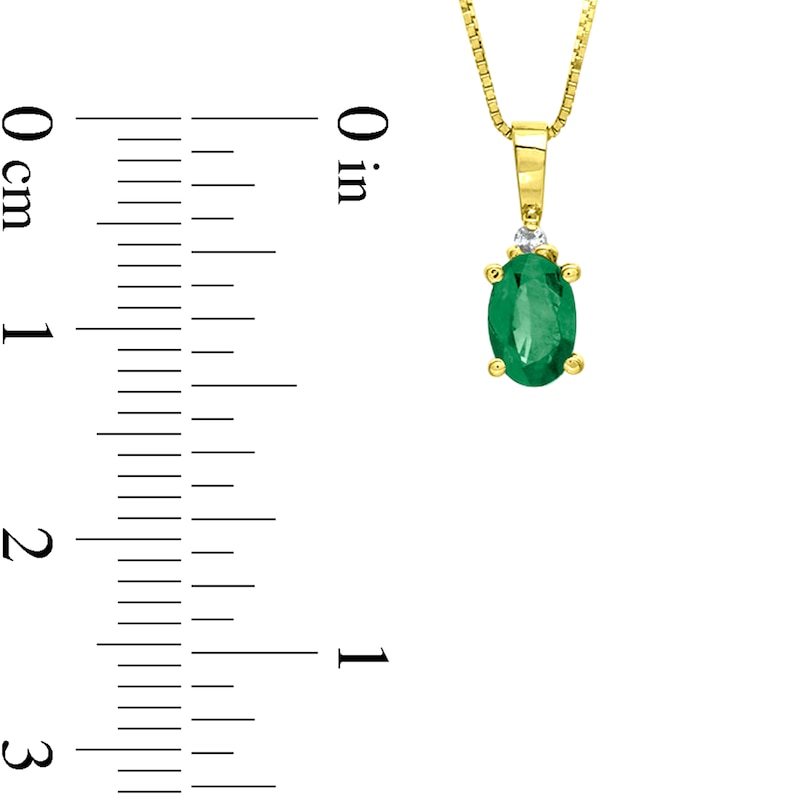 Oval Emerald and Diamond Accent Stacked Pendant in 14K Gold