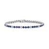 Thumbnail Image 2 of Blue Sapphire and 3/4 CT. T.W. Diamond Alternating Trios Line Bracelet in 14K White Gold