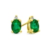 Thumbnail Image 1 of Oval Emerald and Diamond Accent Stacked Stud Earrings in 14K Gold
