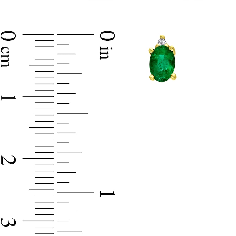 Main Image 2 of Oval Emerald and Diamond Accent Stacked Stud Earrings in 14K Gold