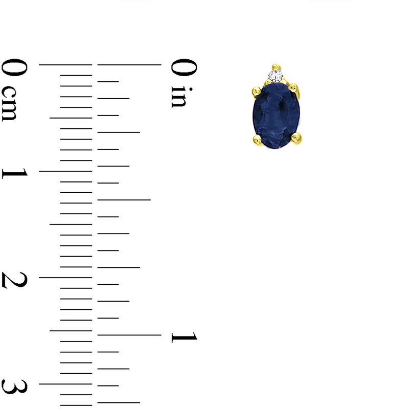 Main Image 2 of Oval Blue Sapphire and Diamond Accent Stacked Stud Earrings in 14K Gold