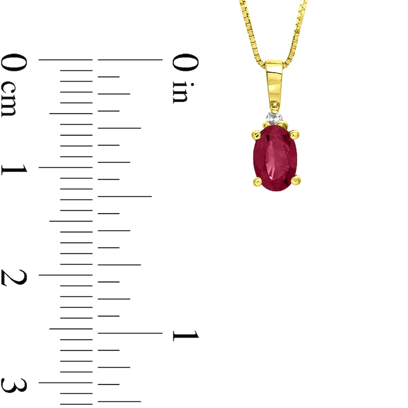 Main Image 2 of Oval Ruby and Diamond Accent Stacked Pendant in 14K Gold