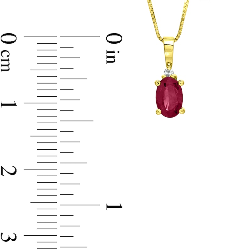 Oval Ruby and Diamond Accent Stacked Pendant in 14K Gold