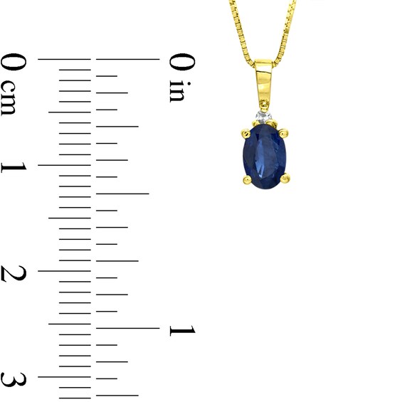 Oval Blue Sapphire and Diamond Accent Stacked Pendant in 14K Gold