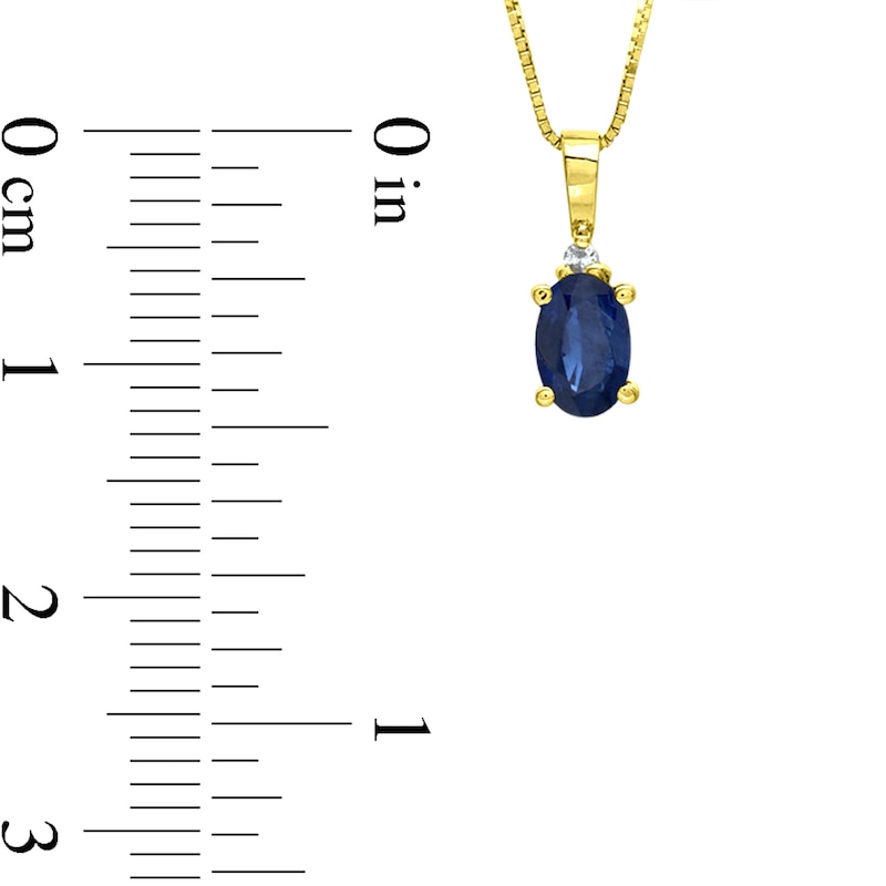 Main Image 2 of Oval Blue Sapphire and Diamond Accent Stacked Pendant in 14K Gold